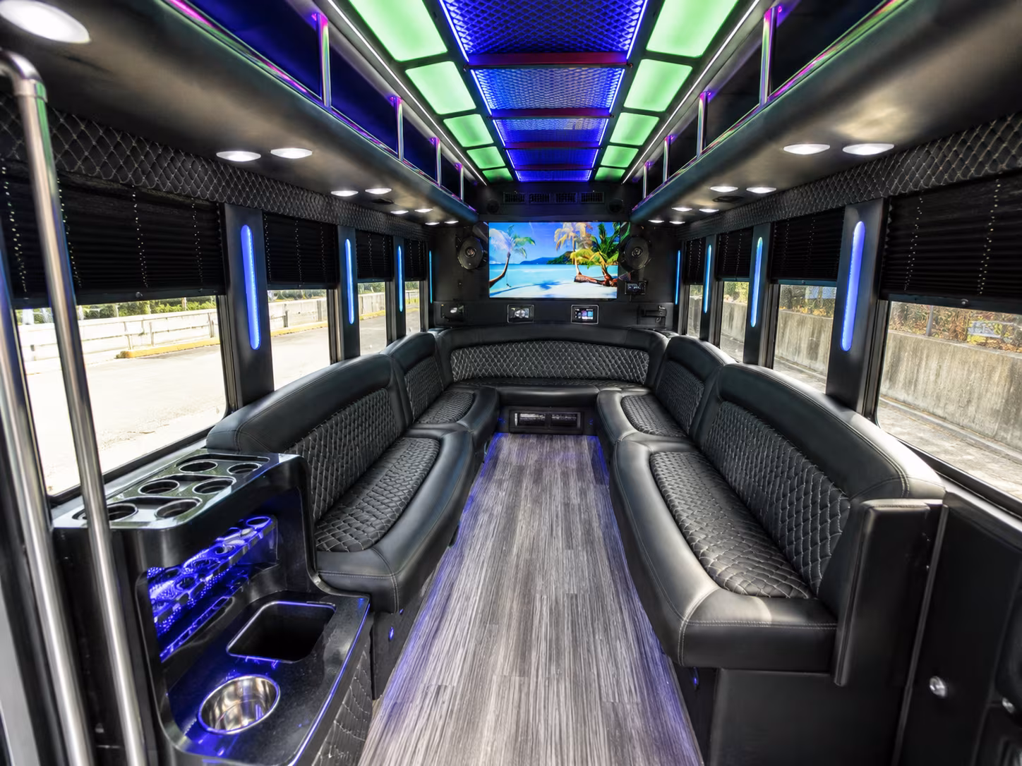 oxford 18 passenger party bus inside
