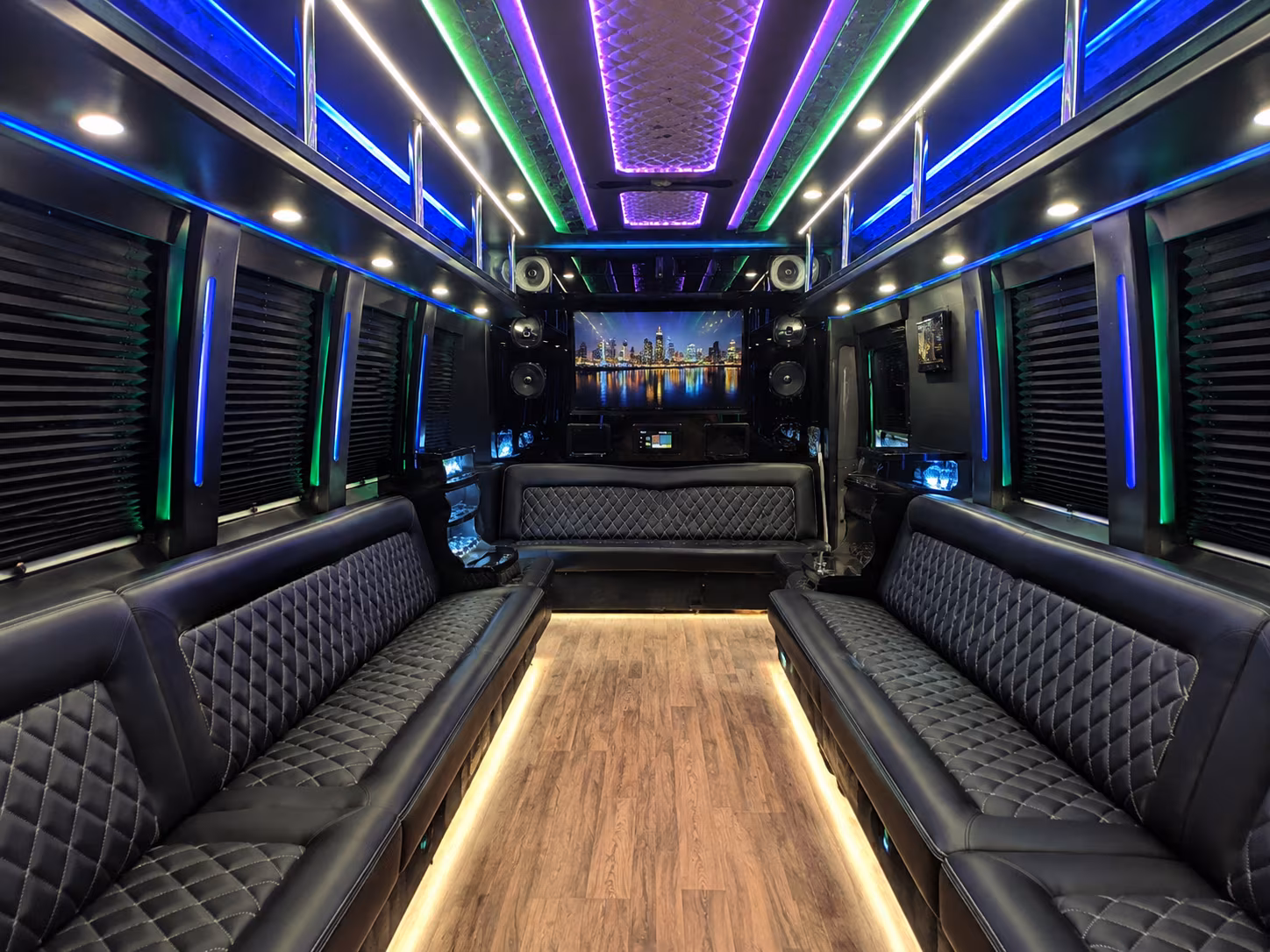 oxford 25 passenger party bus interior