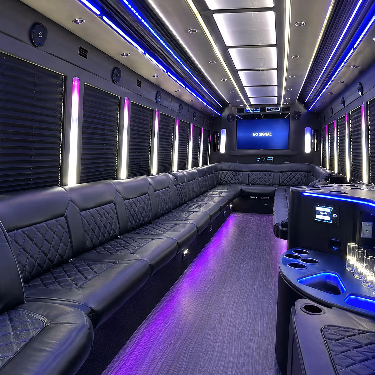 oxford 30 passenger party bus inside
