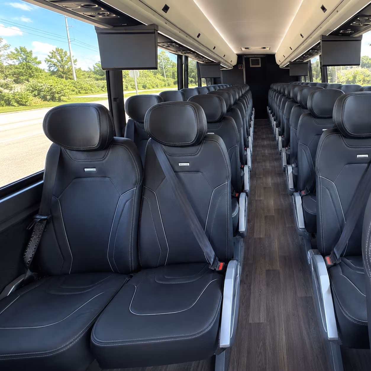 oxford 56 passenger charter bus inside